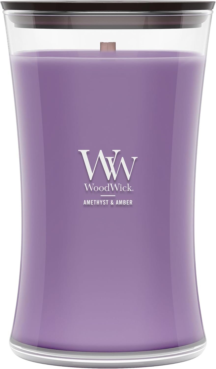WoodWick Lavender Spa Gifts for Women and Men, 9.7 oz Medium Hourglass Candle with Crackling Wick