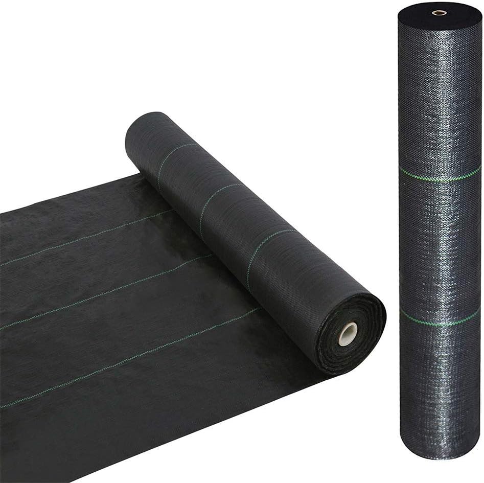 Goasis Lawn Weed Barrier Control Fabric Ground Cover Membrane Garden Landscape Driveway Weed Block Nonwoven Heavy Duty 125gsm Black,3FT x 100FT