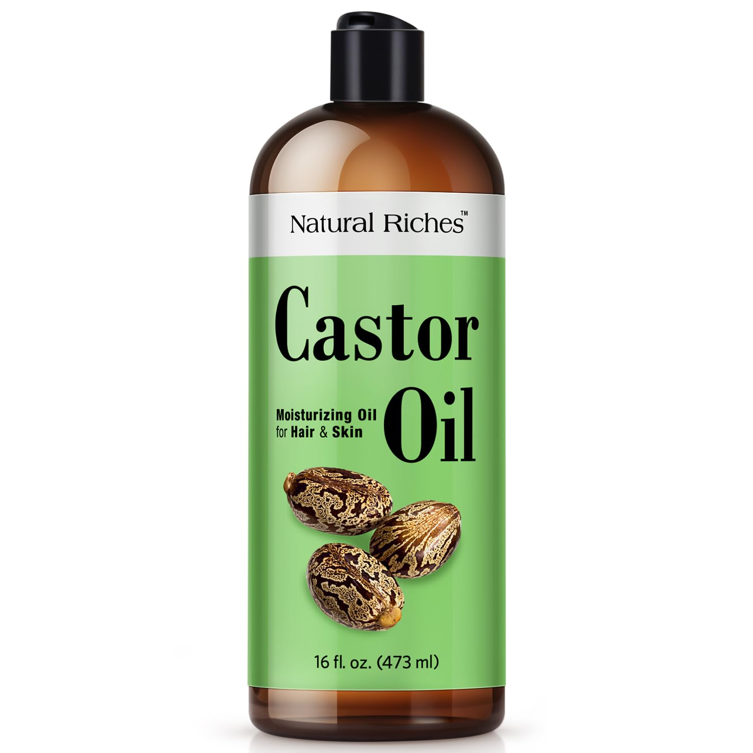 Natural Riches Castor Oil Cold pressed for Dry Skin Hair Loss Dandruff Thicker Hair - Moisturizes heals Scalp Skin Hair growth Thicker Eyelashes & Eyebrows
