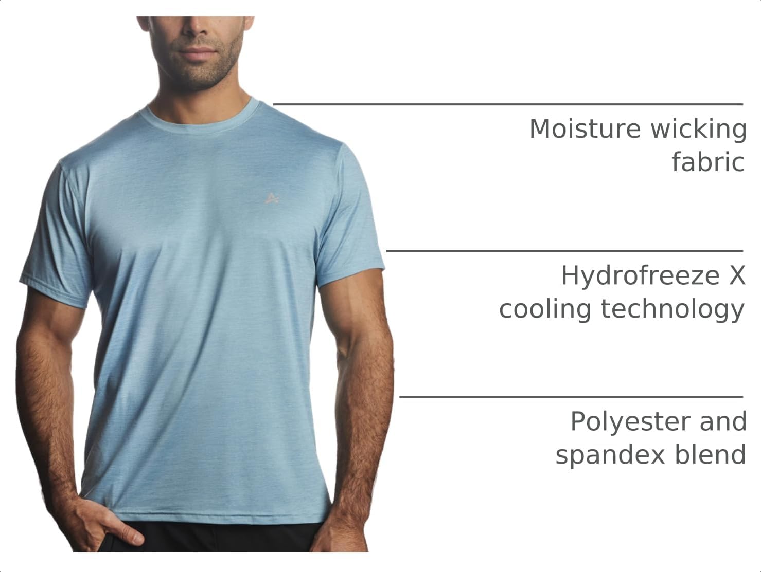Arctic Cool Men’s Crew Neck Instant Cooling Moisture Wicking Performance UPF 50+ Short Sleeve Workout Shirt