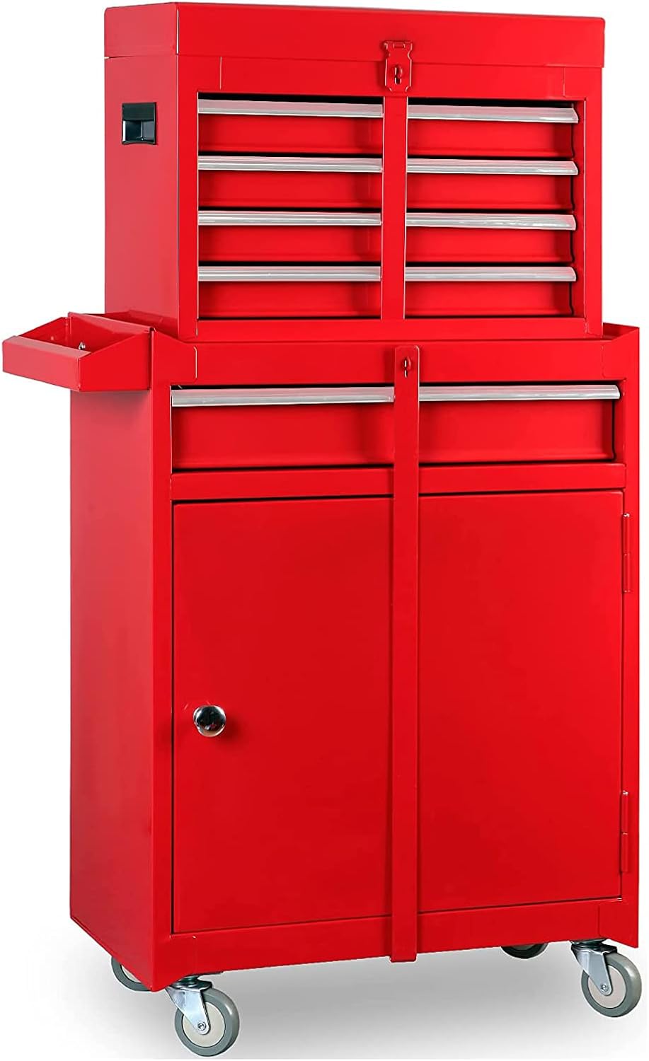 Road DAWG ATBT1204D-Red Torin Rolling Garage Workshop Tool Organizer: Detachable 4 Drawer Tool Chest with Large Storage Cabinet and Adjustable Shelf
