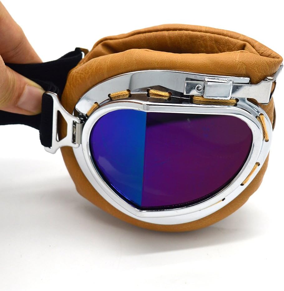 Motorcycle Goggles Anti Fog&Wind&Dust&Sand Aviator Pilot Motocross | Dirt Bike Atv Riding Goggles with Yellow Lens,Fit Over Glasses or Helmet
