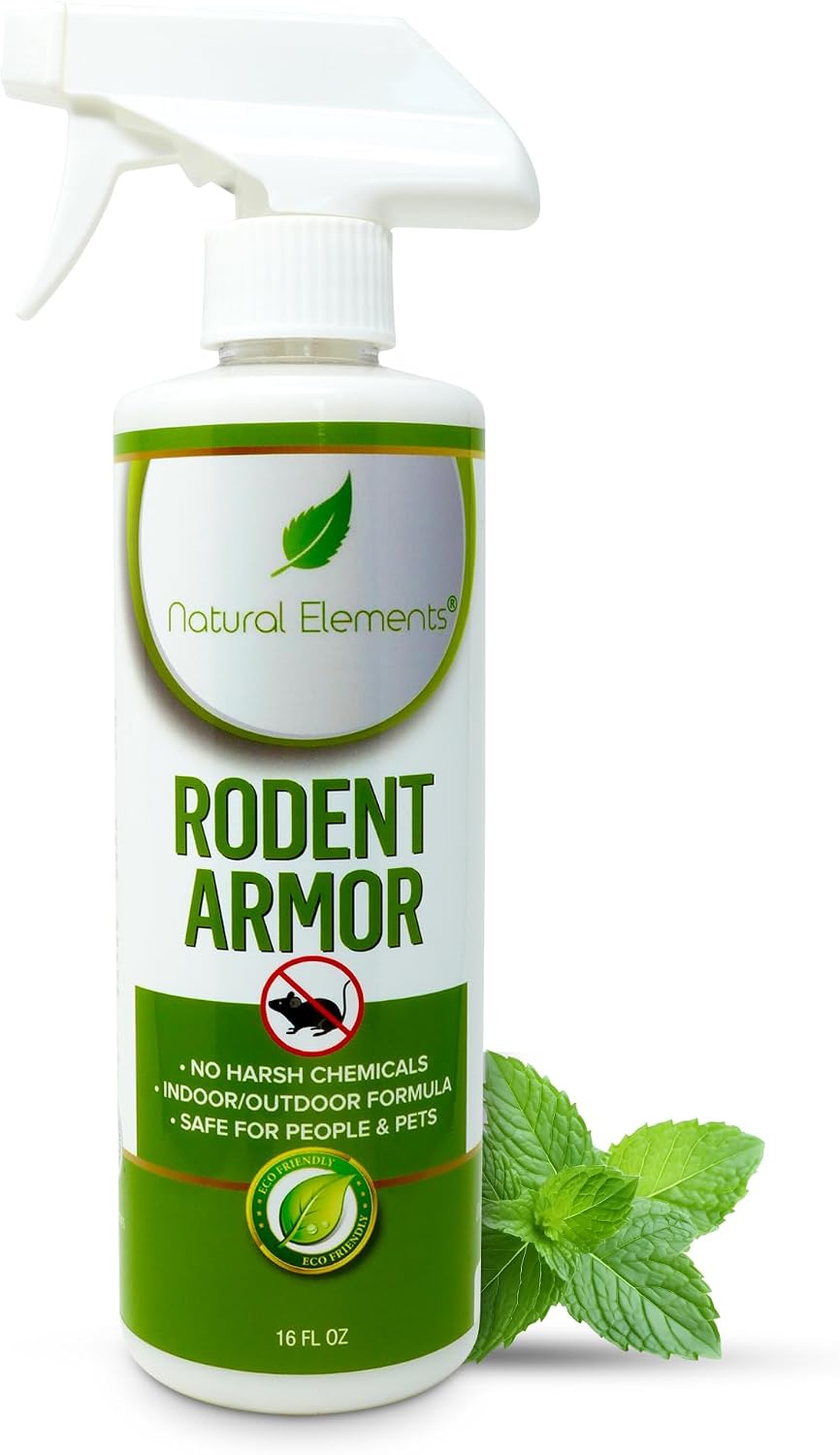 Natural Elements Rodent Armor – Peppermint Oil Rodent Repellent Spray for Vehicles, RVs, Boats & Equipment – 16 oz