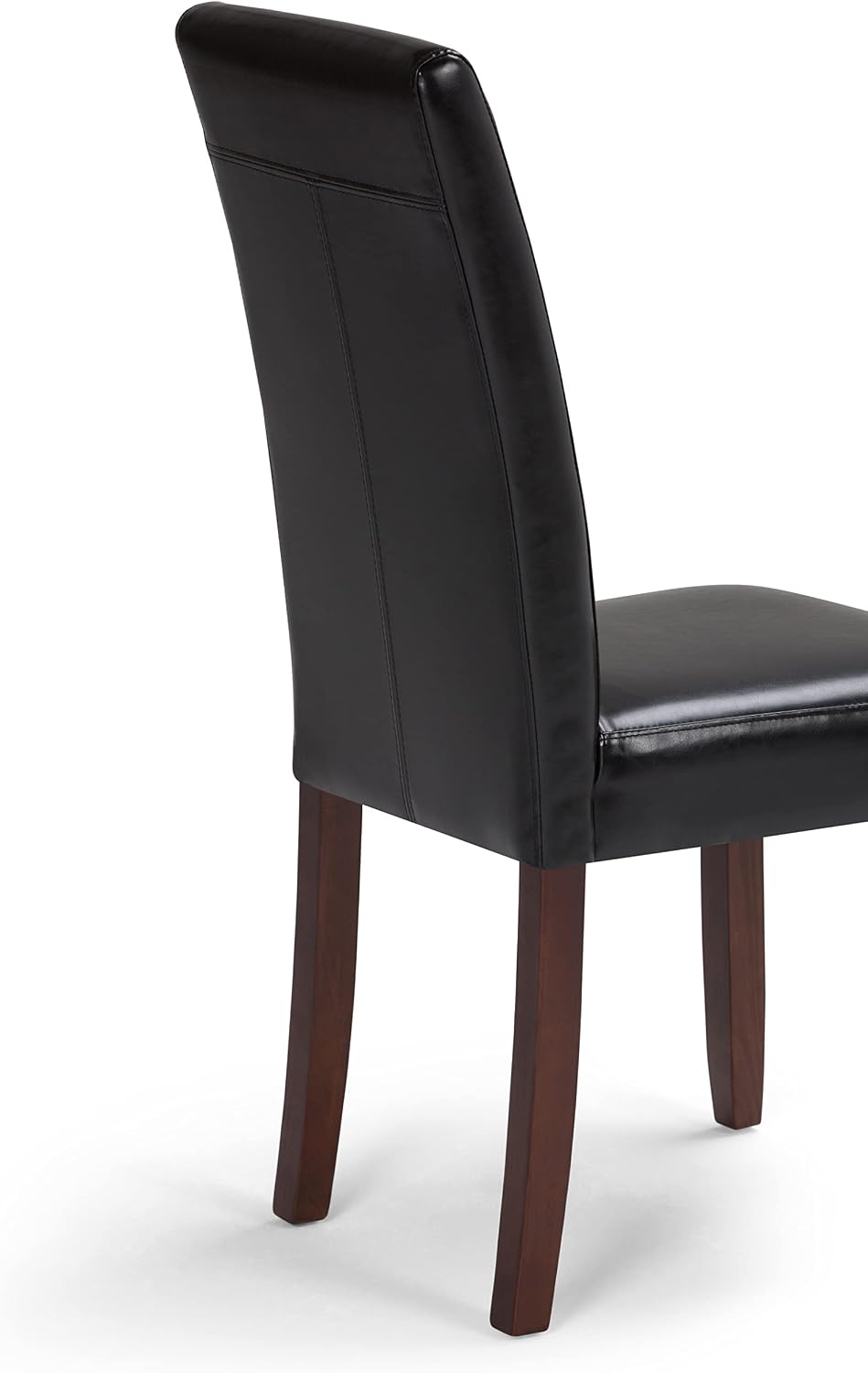 SIMPLIHOME Acadian Dining Chairs - Upholstered Solid Hardwood and Vegan Leather Parsons Chair Set in Midnight Black