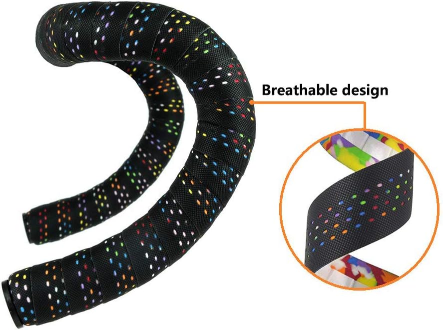 Tvoip 2 Rolls Soft Road Bike Bicycle Handlebar Cork EVA PU Bar Tape Professional Cycling Damping Anti-Vibration Wrap