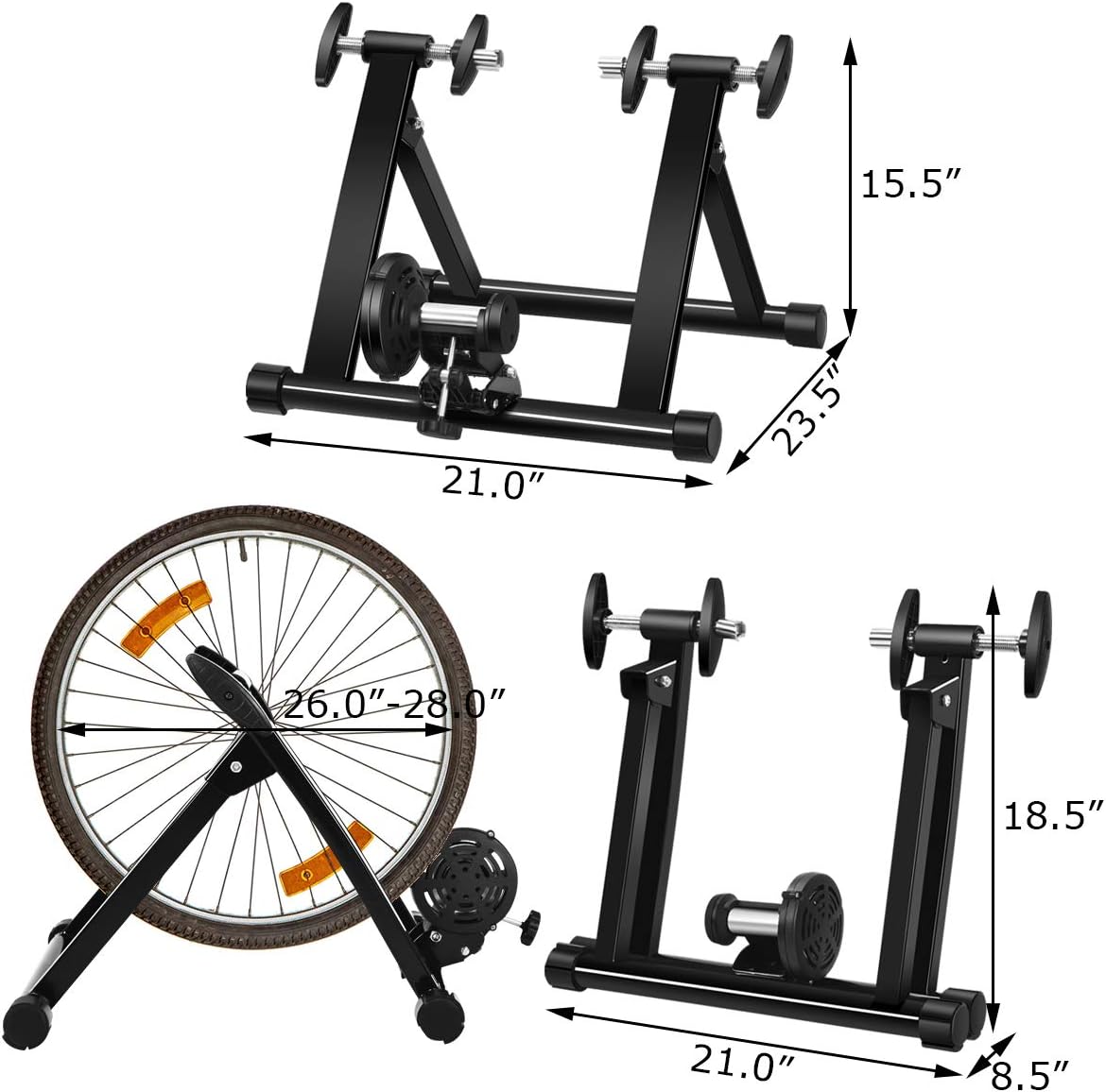 Goplus Bike Trainers for Indoor Riding, Folding Stationary Bike Stand with Magnetic Flywheel for Bicycle Cycling Training