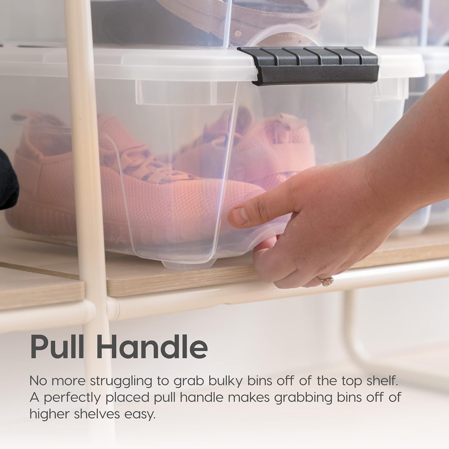 IRIS USA 6-Pack 54 Quart Storage Bins with Lids, Clear | Transparent design makes contents easy to find. Perfect for moving, blankets, clothing, and garage storage. Nestable design