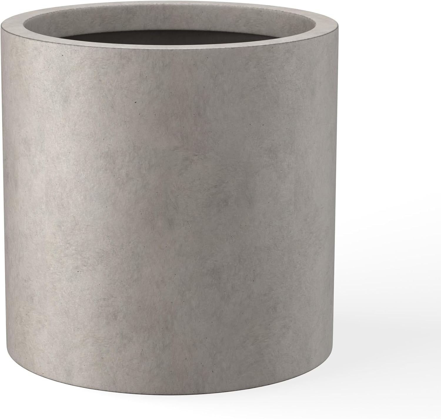 Kante Large Round Cylinder Charcoal Concrete Planter 15.8" Tall, Outdoor