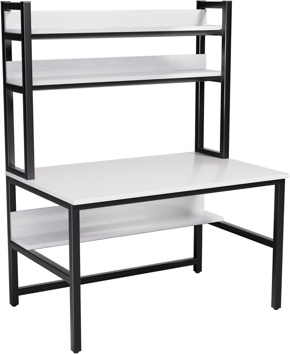 Aquzee Computer Desk with Shelves, 47" W x 23.6" D Gaming Desk with Hutch and Bookshelf