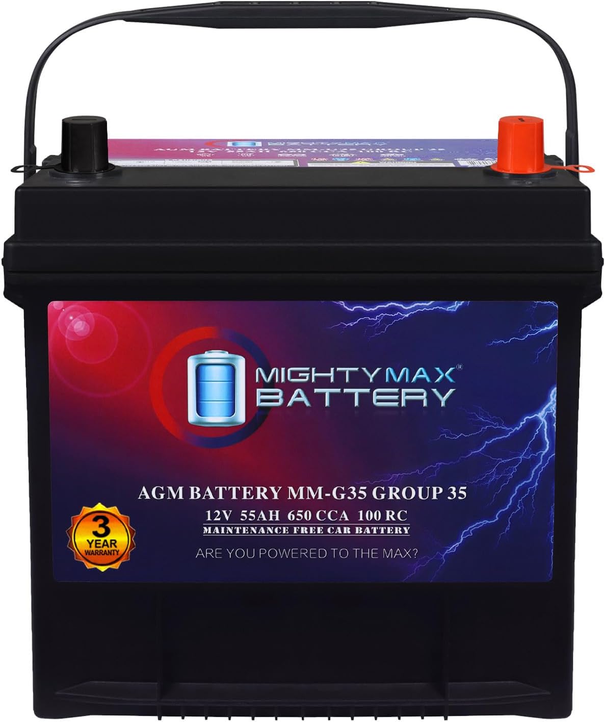 Mighty Max Battery MM-H8 Start and Stop Car BCI Group 49 12V 95Ah, 160RC, 900 CCA Rechargeable AGM Car Battery