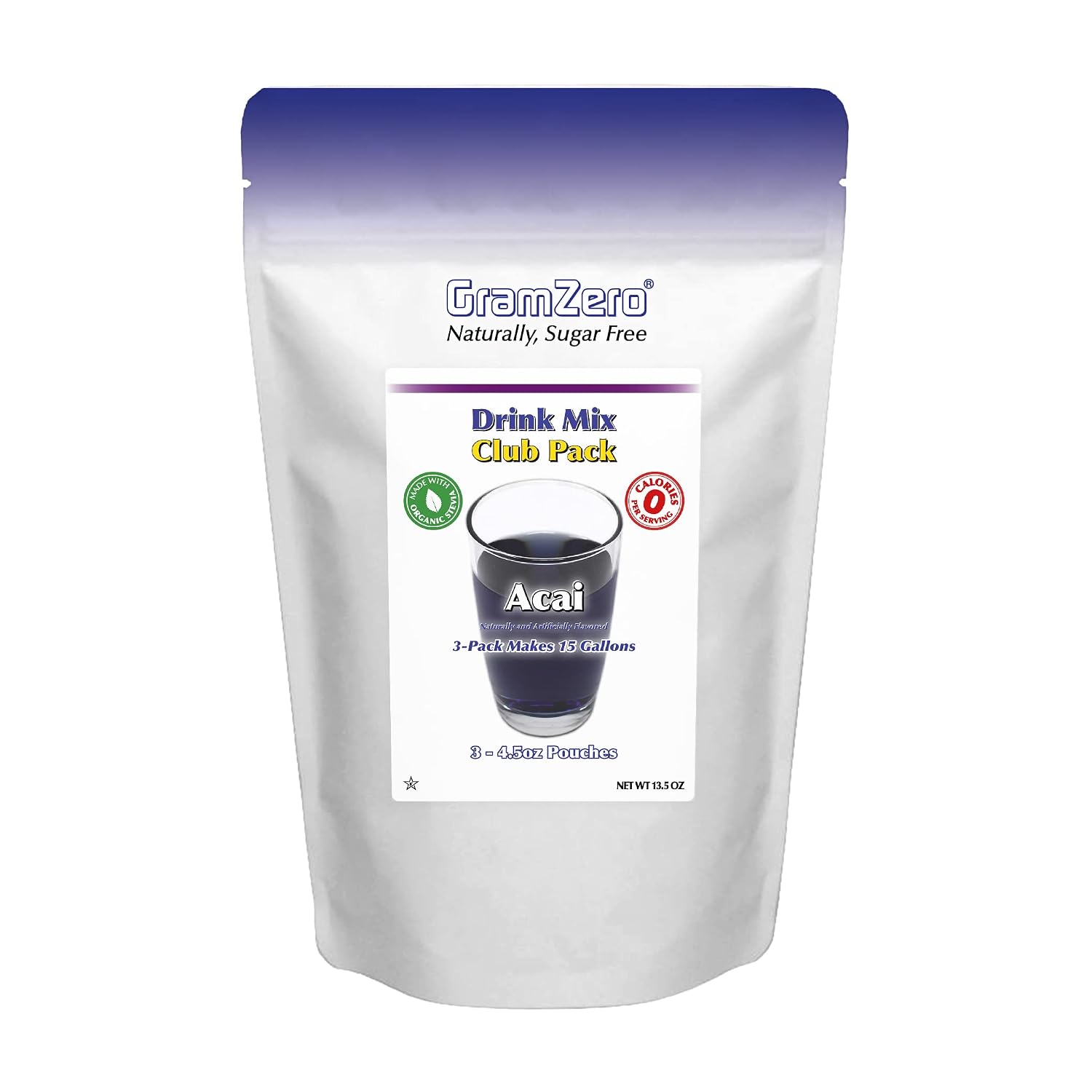 GramZero Raspberry Blush, Sugar Free Drink Mix, Pitcher Pack, Great For Nutrition Club Loaded Tea, Zero Calorie, Stevia Sweetened