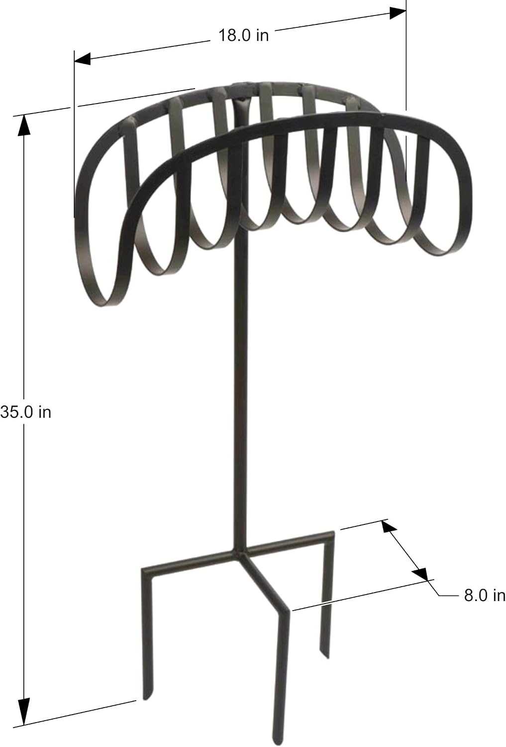 Liberty Garden Freestanding Decorative Powder Coated Steel Manger Garden Hose Holder Storage Stand with 3 Prong Anchor Support, Black