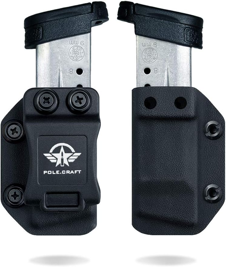 POLE.CRAFT IWB/OWB Magazine Holster Kydex - Mag Carrier Fits: 9mm .40 Double Stack / 9mm .40 Single Stack - P365 1911 Glock 19 19X 17 26 27 28 43 22