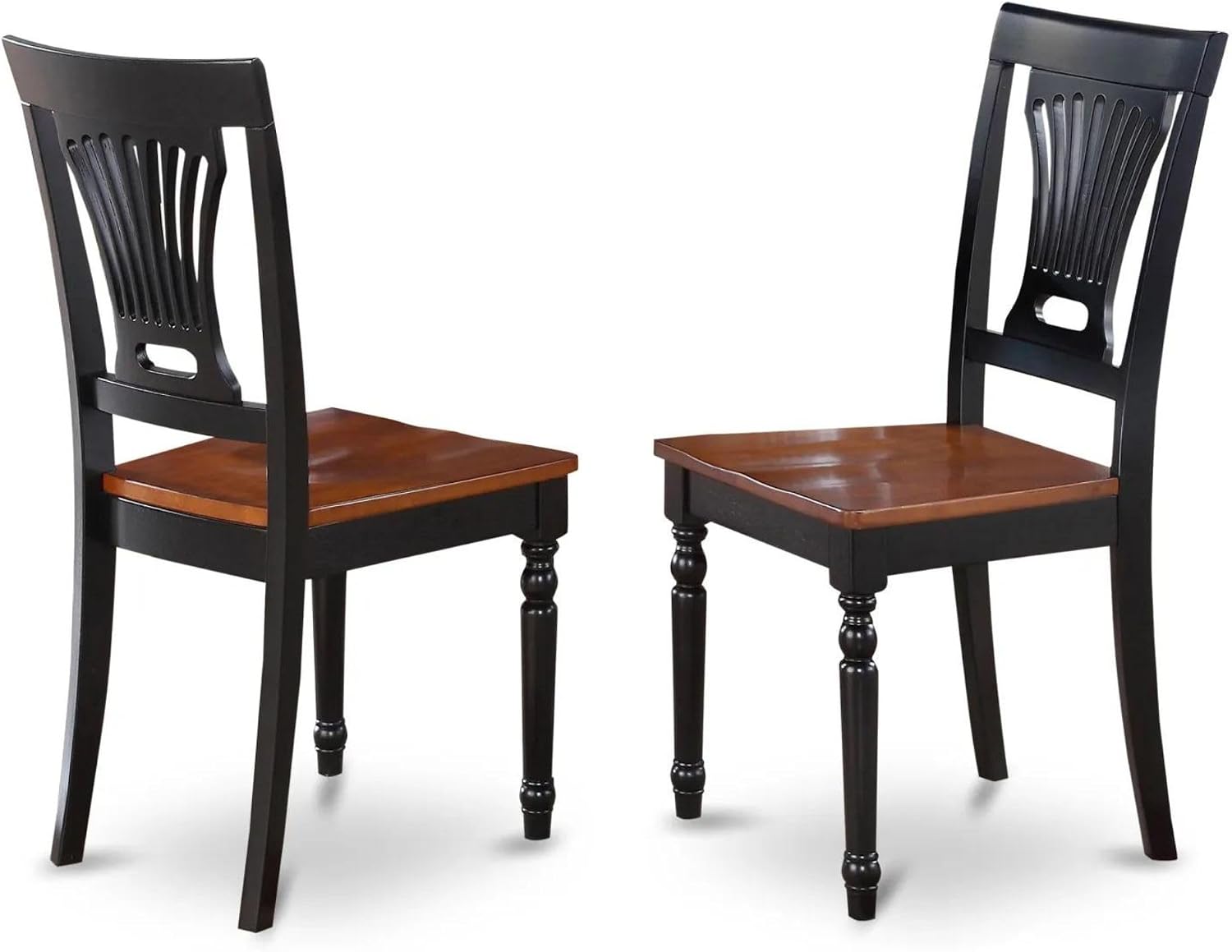 East West Furniture PVC-WHI-W Plainville Dining Chairs - Stylish Back Wood Seat Kitchen Chairs, Set of 2, Buttermilk & Cherry