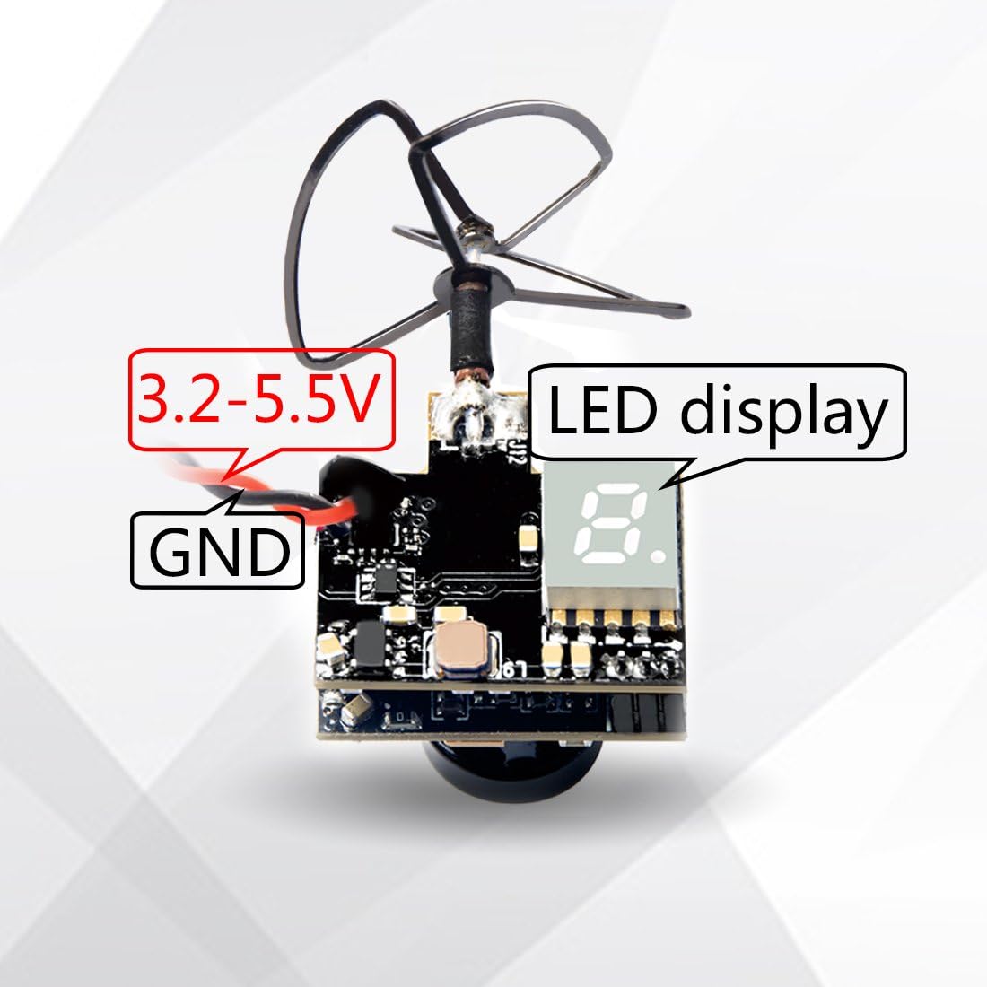 WT03 Micro FPV AIO 600TVL Camera 5.8G 25/50/200mW Adjustable Transmitter with Cloverleaf Antenna for Mini Aircraft