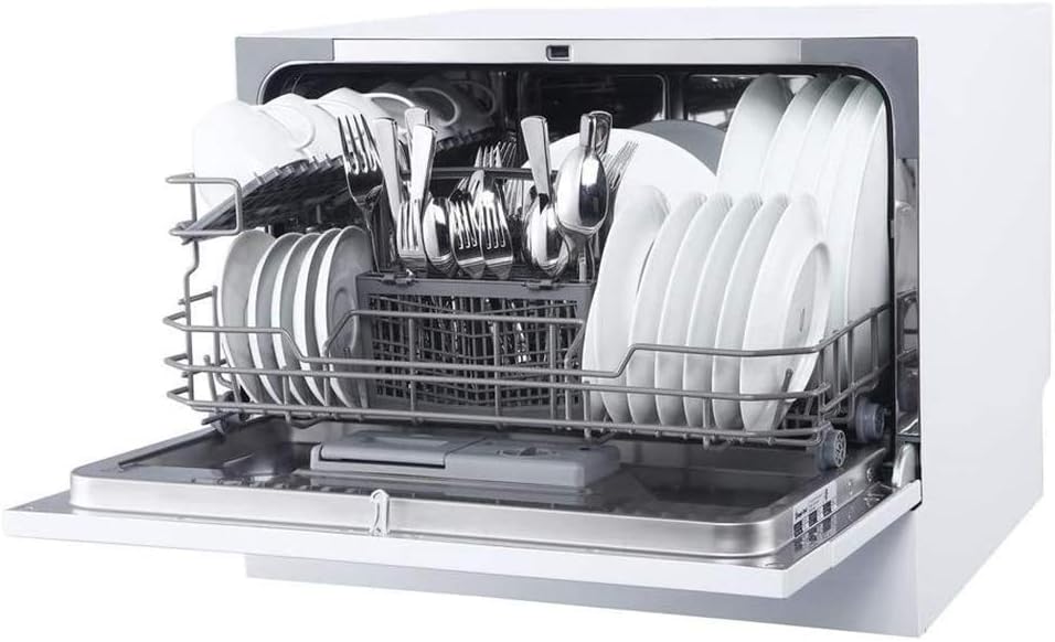 Magic Chef Compact Countertop Dishwasher, Portable Mini Dish Washing Machine for Kitchen Counter, 6 Plate Washer Capacity