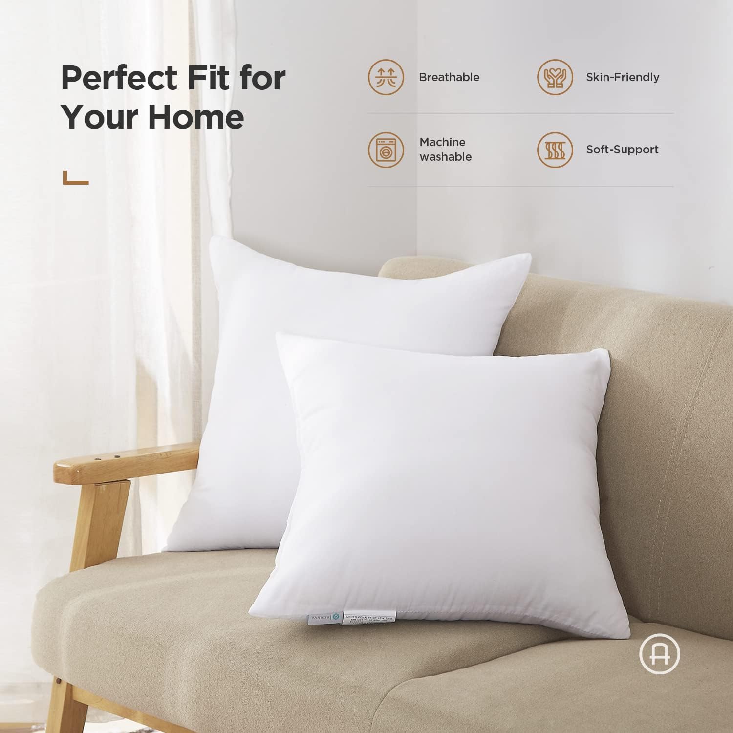 Acanva Polyester Decorative Rectangle Throw Pillow Inserts, Hypoallergenic Form Stuffer Cushion Sham Filler, 16x26, White, 1 Count (Pack of 1)