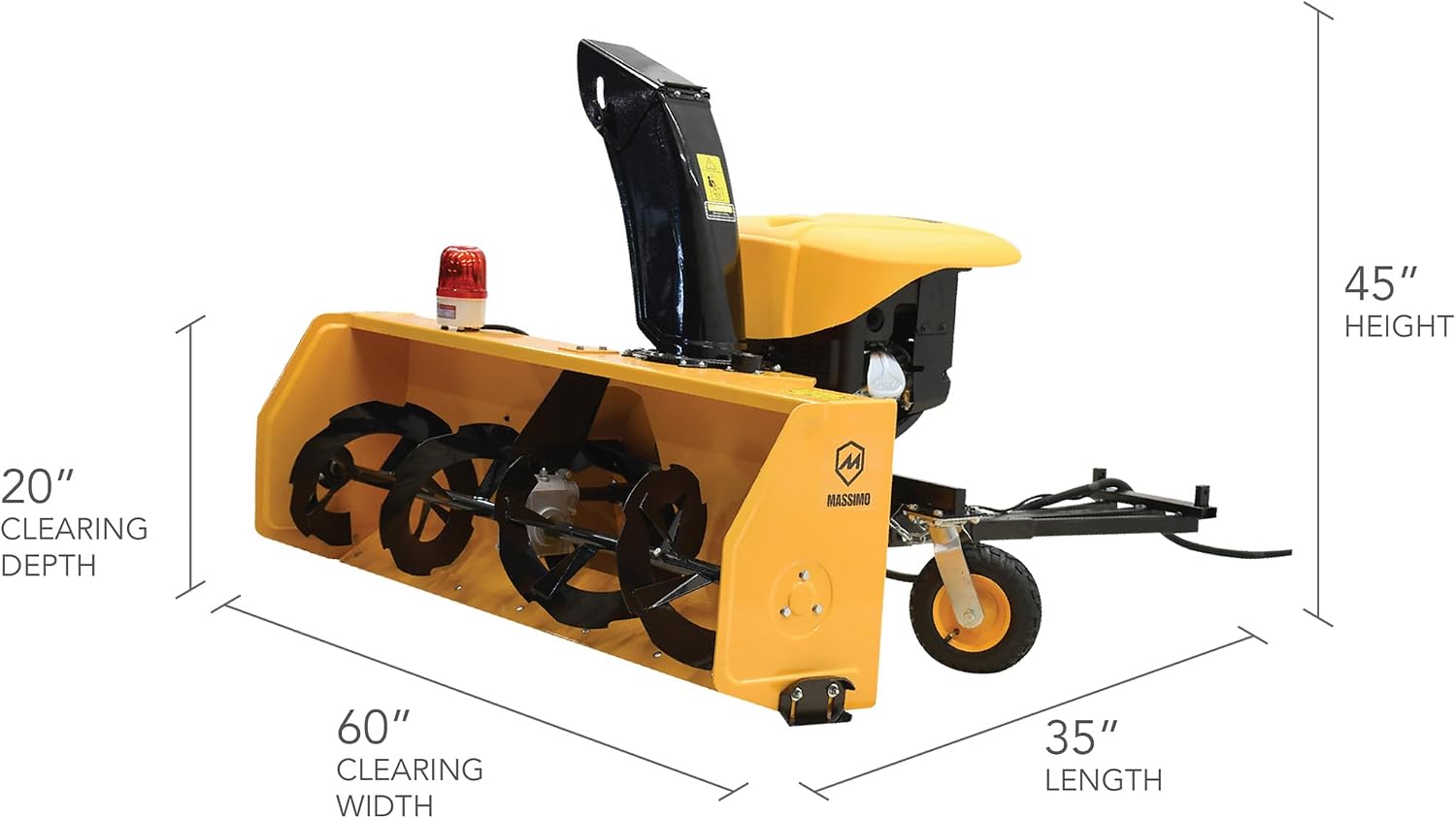 M Massimo Motor 60" Wide 420cc Gas Engine, Electric Start, 2-Stage Self Propelled Snow Blower Attachment (UTV/ATV Not Included)