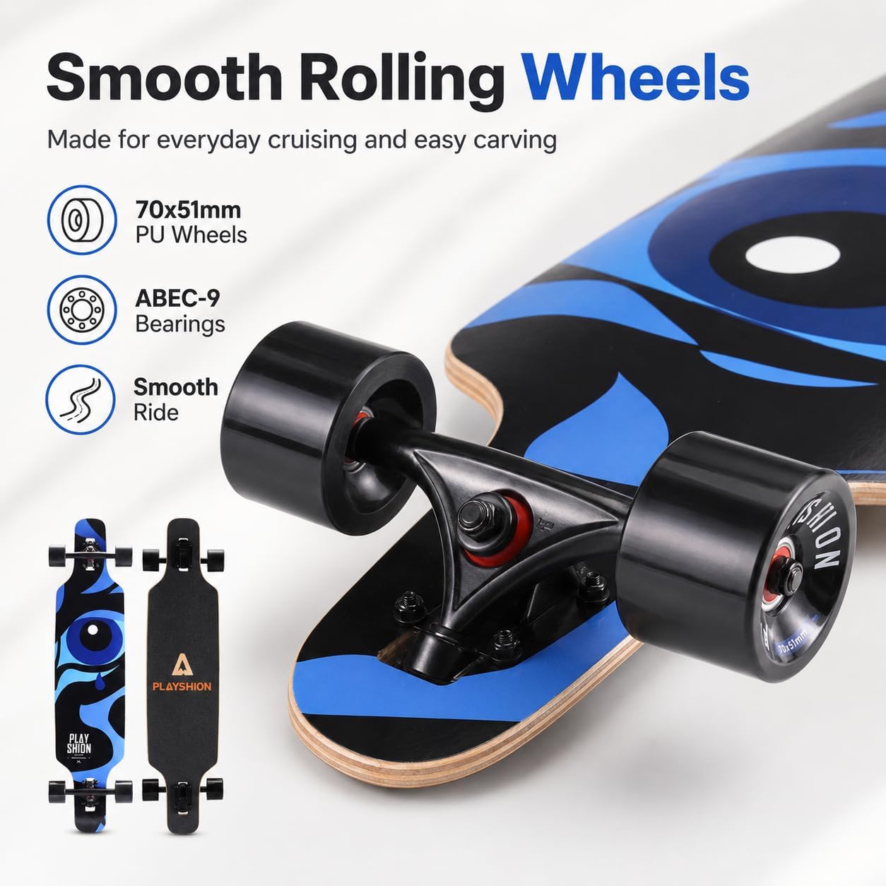 Playshion 39 Inch Drop Through Longboard Skateboard for Beginners