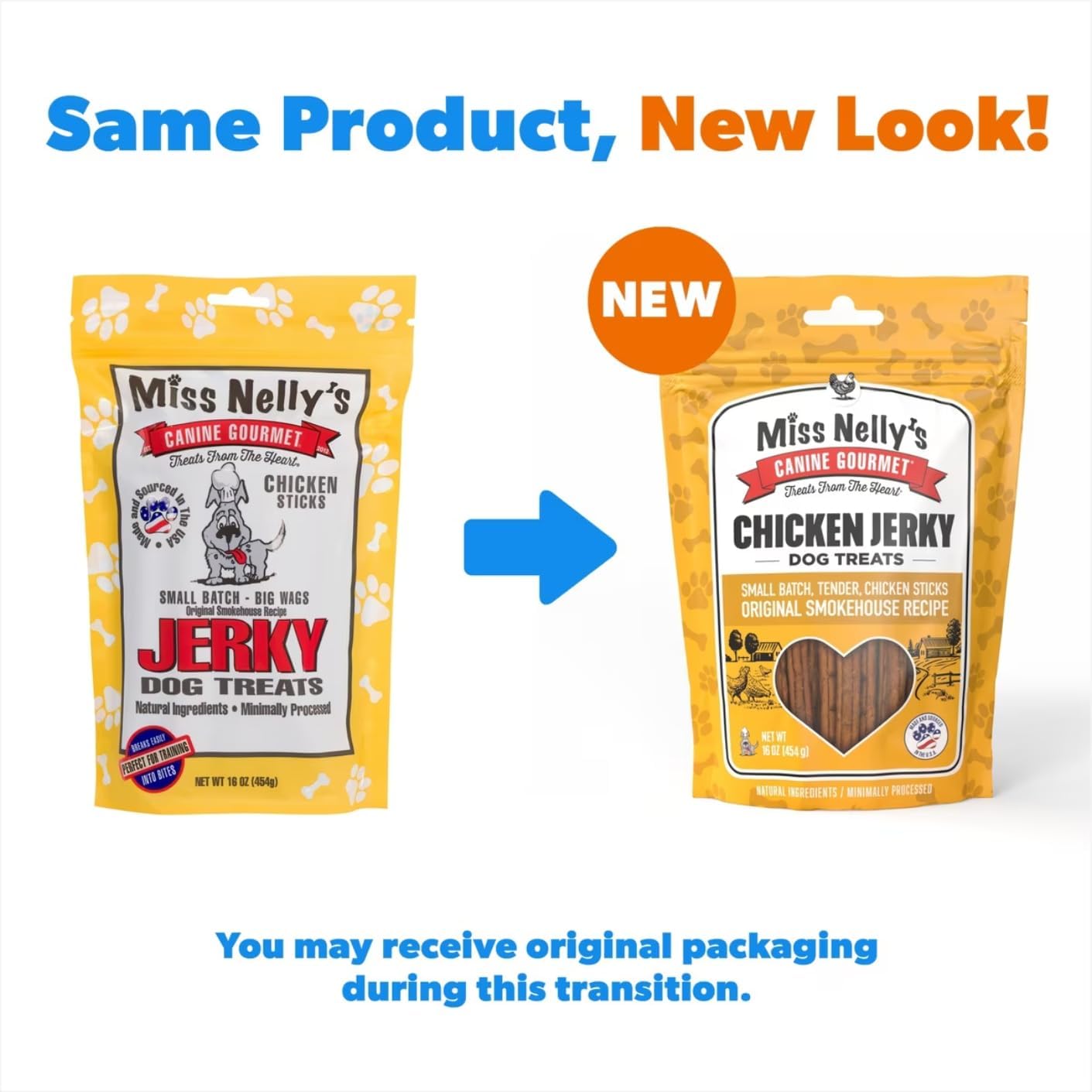 Miss Nelly's- All Natural Beef Jerky Dog Treats Made in USA Only, 16 oz Bag