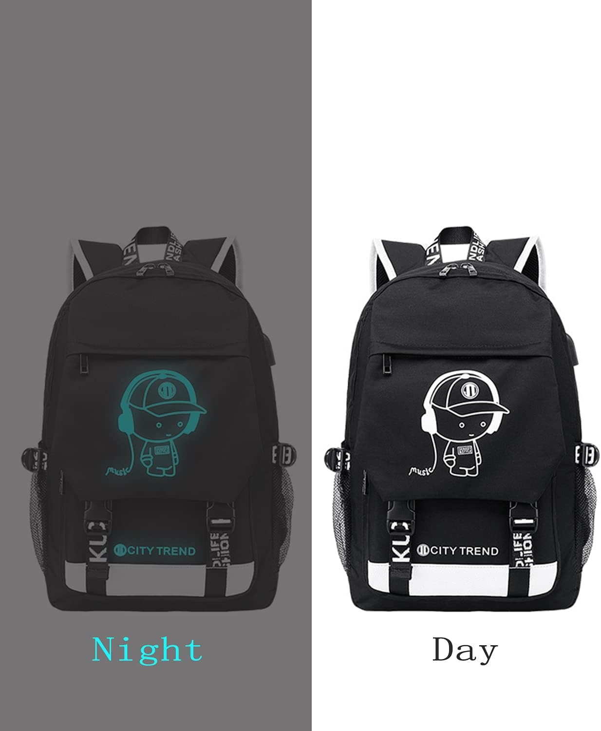Asge Large Nylon Backpacks for Boys & Girls, Waterproof Satchel with Print, School Bags for 8-16 Years
