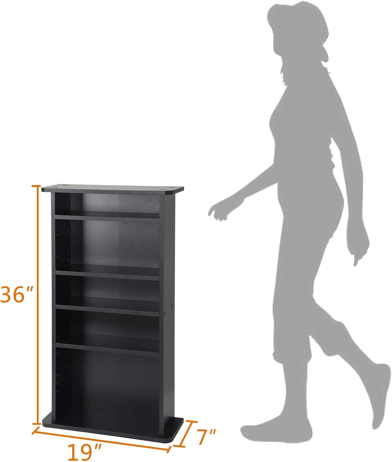 Nova Microdermabrasion 5 Tier DVD cd Storage DVD Shelf Adjustable Bookshelf Bookcase Media Storage Organizer Cabinet for CDs, Books, Video Games, Arts