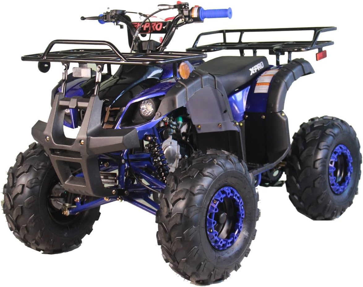 X-PRO 125cc ATV 4 Wheels Quad 125 ATV Quads with LED Lights, Big 19"/18" Tires!（Army Black）