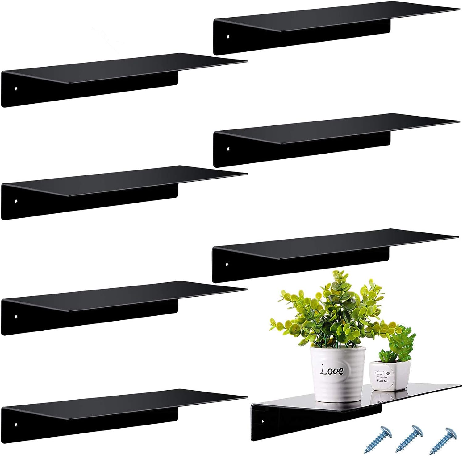 Blulu 8 Pcs Clear Acrylic Shelves 14 x 5 x 2 Inches Clear