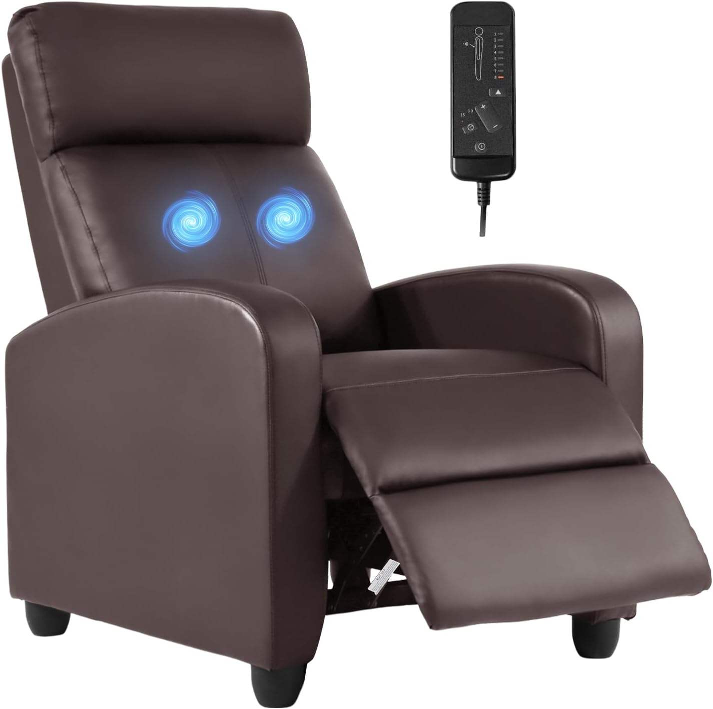 FDW | Recliner Chair | with 2 Point Massage Function | Black, PU Leather