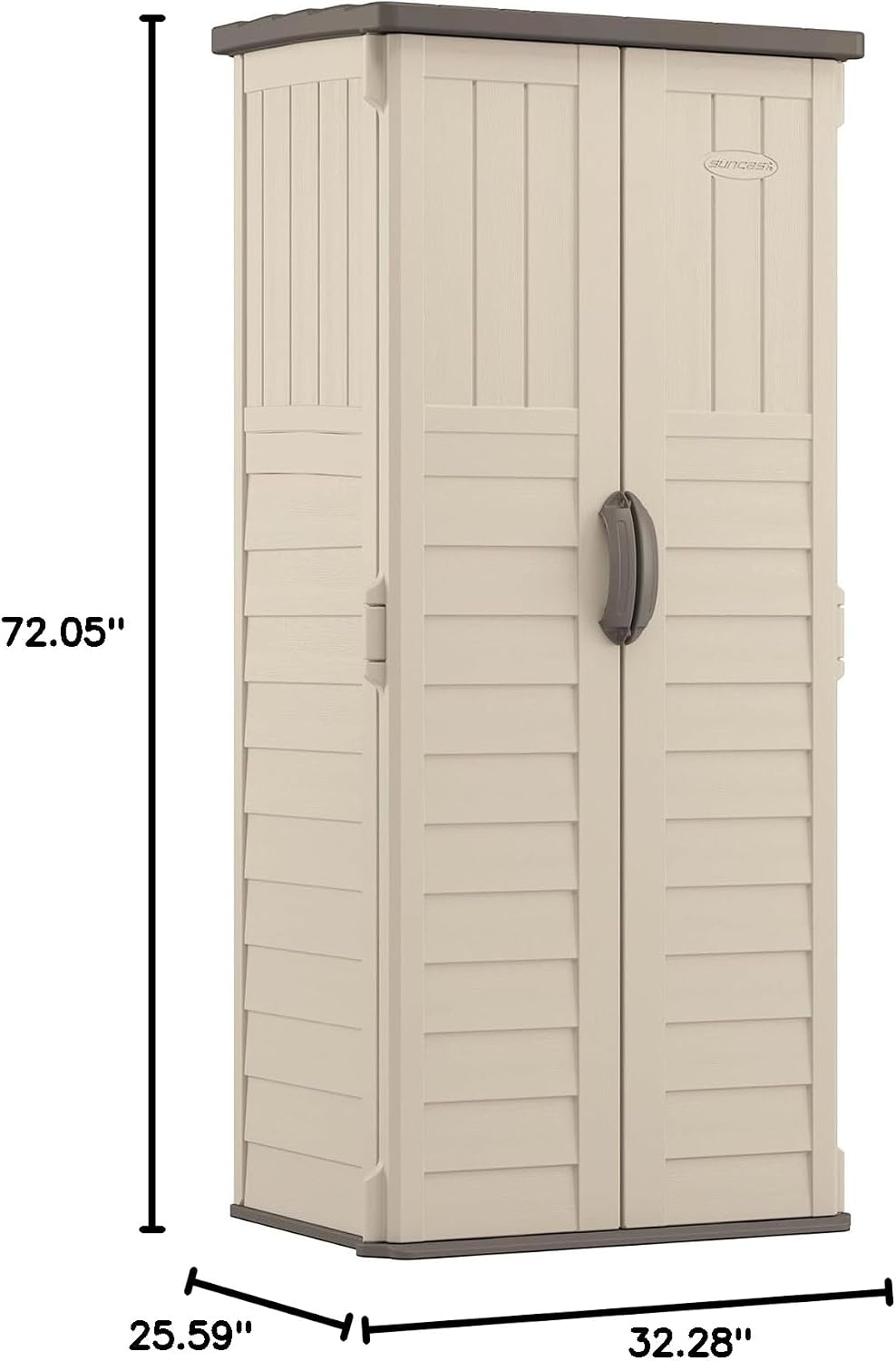 Suncast Vertical Outdoor Storage Shed with All-Weather Construction, Vanilla