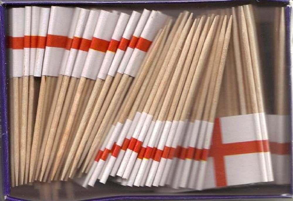 One Box of 100 Nicaragua Toothpick Flags, 100 Small Mini International Flag Cupcake Toothpicks or Cocktail Picks