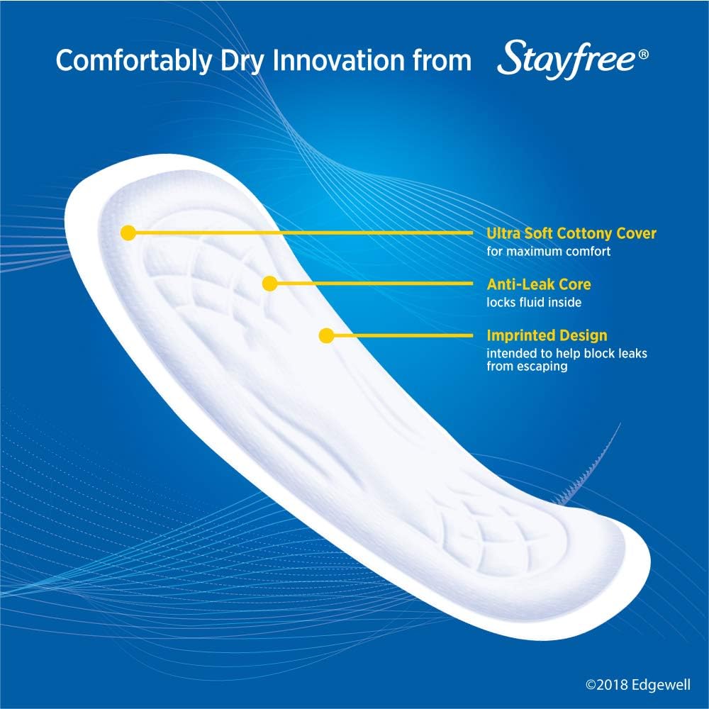 Stayfree Maxi Super Pads Wingless, Period and Leaks, 66 ct