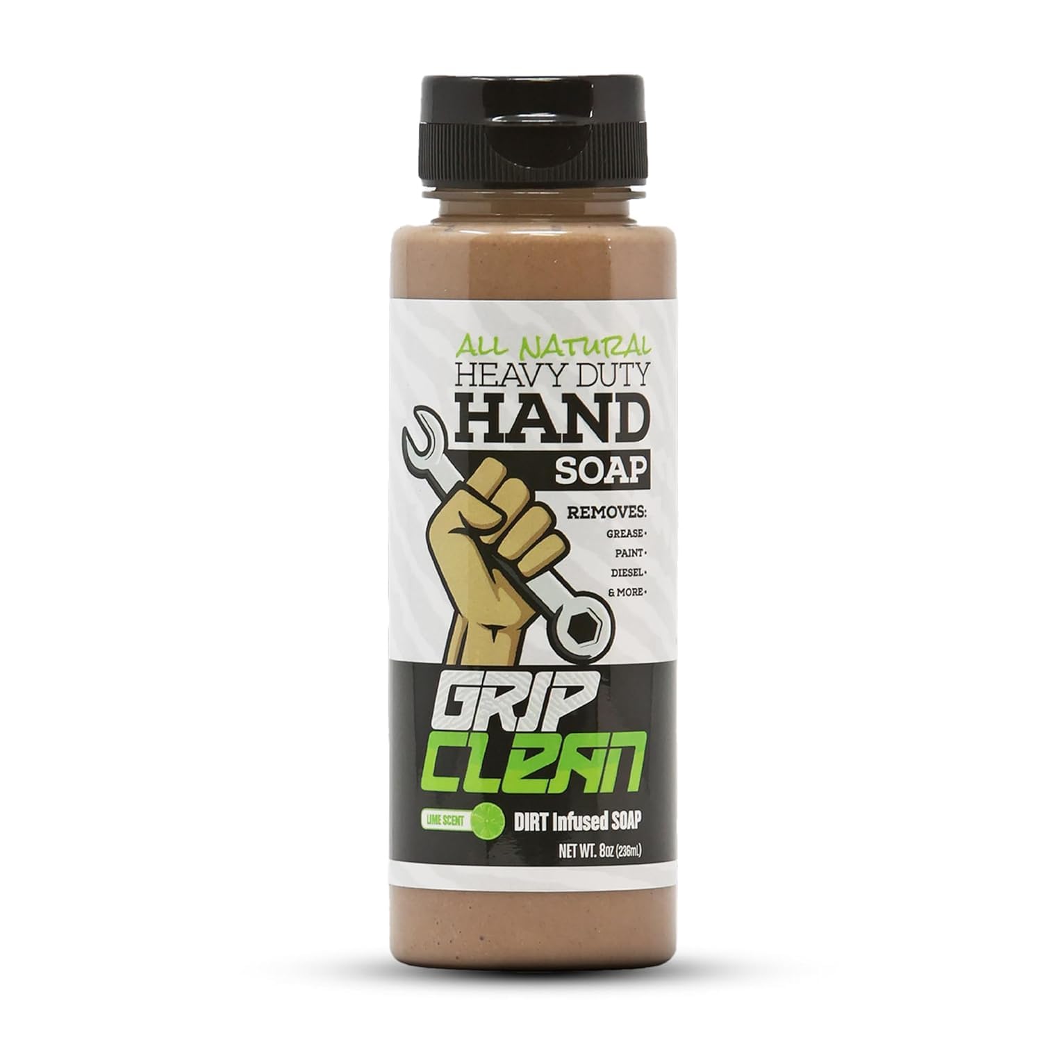 Grip Clean Heavy Duty Hand Cleaner For Mechanics, Natural Pumice, 64 Oz | Clay Infused, Grease, Oil, Grime Remover, Moisturizing Coconut Olive Oils, Lime Scent, For Shop, Garage, Industrial Use