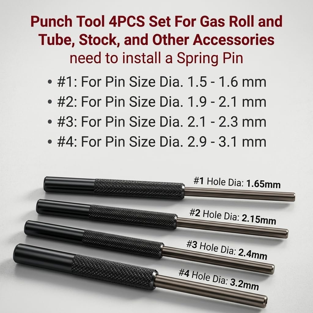 Gotical 4 -Pieces Roll Pin Punch Set and with Free Pivot Pin - Pieces Bolt Catch Install for Automotive, Watch Repair