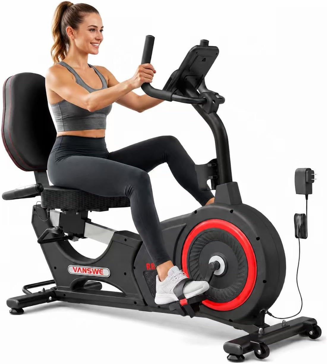 VANSWE Recumbent Exercise Bike for Home Seniors with 450 LB Weight Capacity | Fit 5’1”-6’4”, Bluetooth App Connectivity