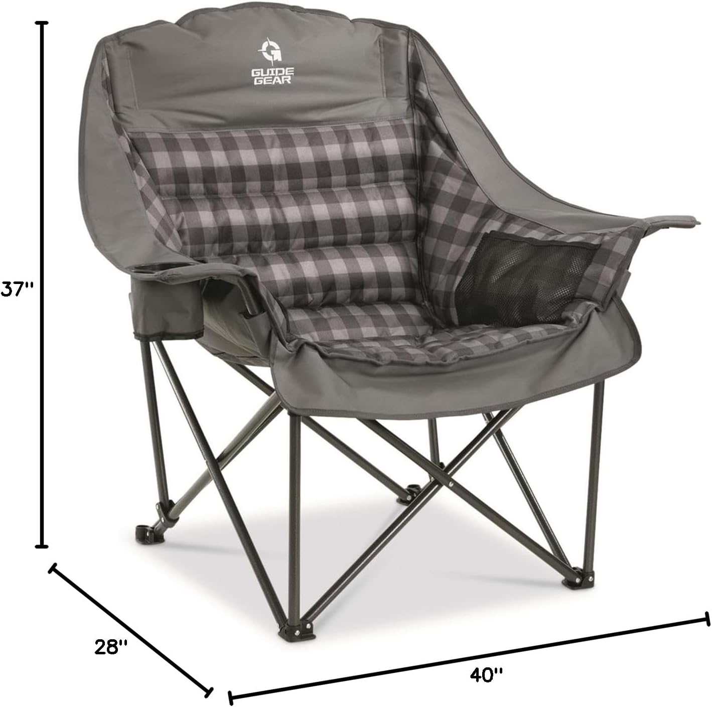 Guide Gear Oversized Extra Large Padded Camping Chair, Portable, Folding, Large Camp Lounge Beach Chairs for Outdoor, Adults, Men and Women