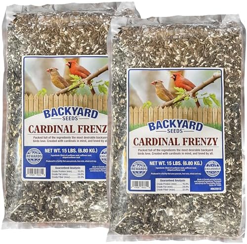 Backyard Seeds Cardinal Frenzy Bird Seed Mix - 5 lb - Premium Black Oil Sunflower & Safflower Blend - High-Energy Wild Bird Food for Cardinals, Finches, Grosbeaks - Resealable Bag (5 Pounds)