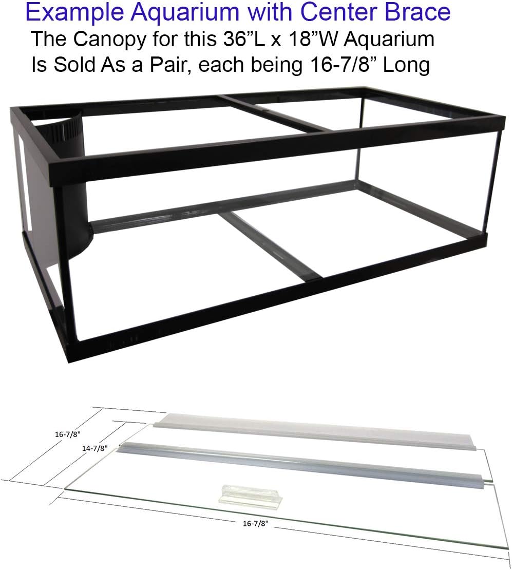 Glass Canopy Two PIECE Set for 30 BR, 40 BR, 50, 65, 84 Gallon Tanks 36"x18" for Aquariums with A Center Brace, AM33618