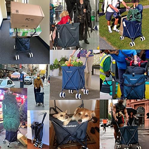 Transit -The Original Patented Folding Shopping and Utility Cart, Water-Resistant Heavy-Duty Canvas with Cover, Double Front Swivel Wheels