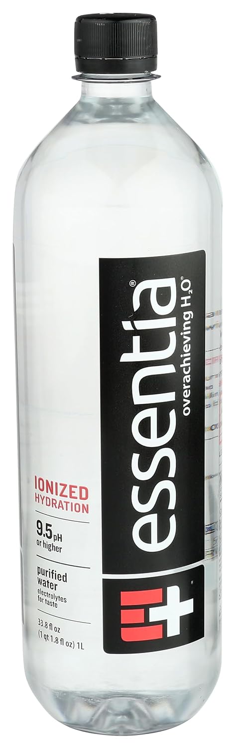 Essentia Water LLC, Ionized Alkaline Bottled Water; 99.9% Pure, Infused with Electrolytes, 9.5 pH or Higher a Clean, Smooth Taste, 20 Fl Oz (Pack of 24)