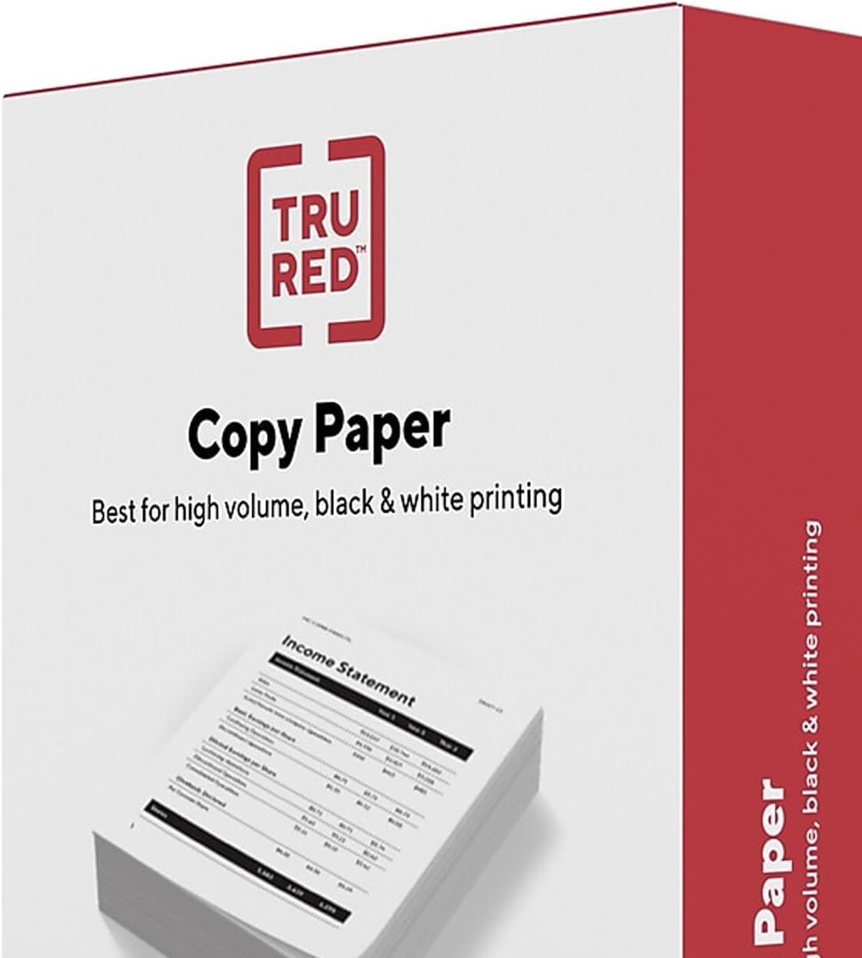 Staples TRU RED Copy & Printer Paper, 8.5 x 11, 20 lb, 92 Bright, 5,000 Sheets/Carton, White Letter Size Paper for Office, School & Home