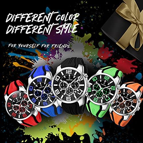 findtime Mens Sport Watches for Men Reloj para Hombre Colorful Cool Unique Analog Stylish Wrist Watch Chronograph for Running Training Stopwatch