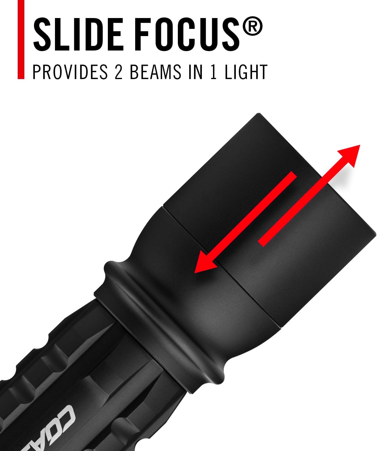 Coast XP11R 2600 Lumen USB-C Rechargeable LED Flashlight with Slide Focus and Pure Beam Focusing Optic, 4 Light Modes, Black