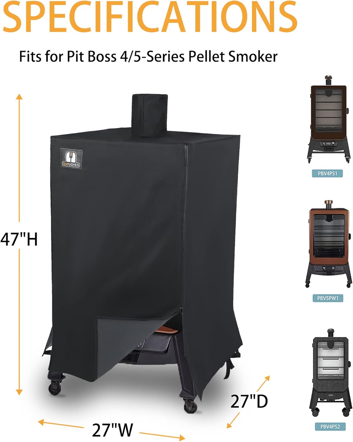 Grill Cover for Pit Boss 4/5-Series Vertical Pellet Smoker Cover | PBV4PS1, PBV5PW1, PBV4PS2, Heavy Duty Waterproof Pit Boss BBQ Cover