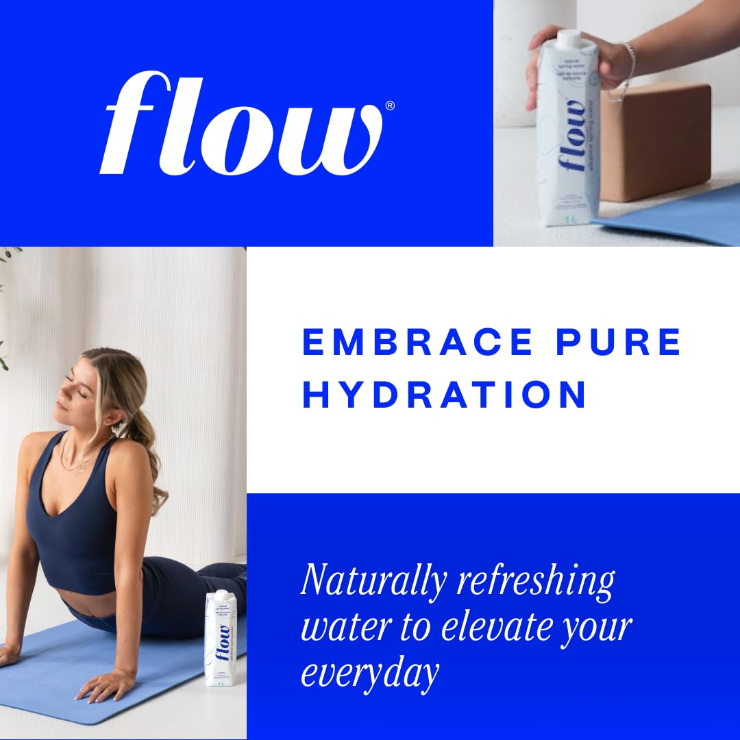Flow Artesian Mineral Spring Water, 33.8 Fl Oz, 6 Pack | Naturally Alkaline Water, pH 8.1, Electrolytes, Minerals, Zero Calories, Eco-friendly pack, Non-GMO, BPA-Free