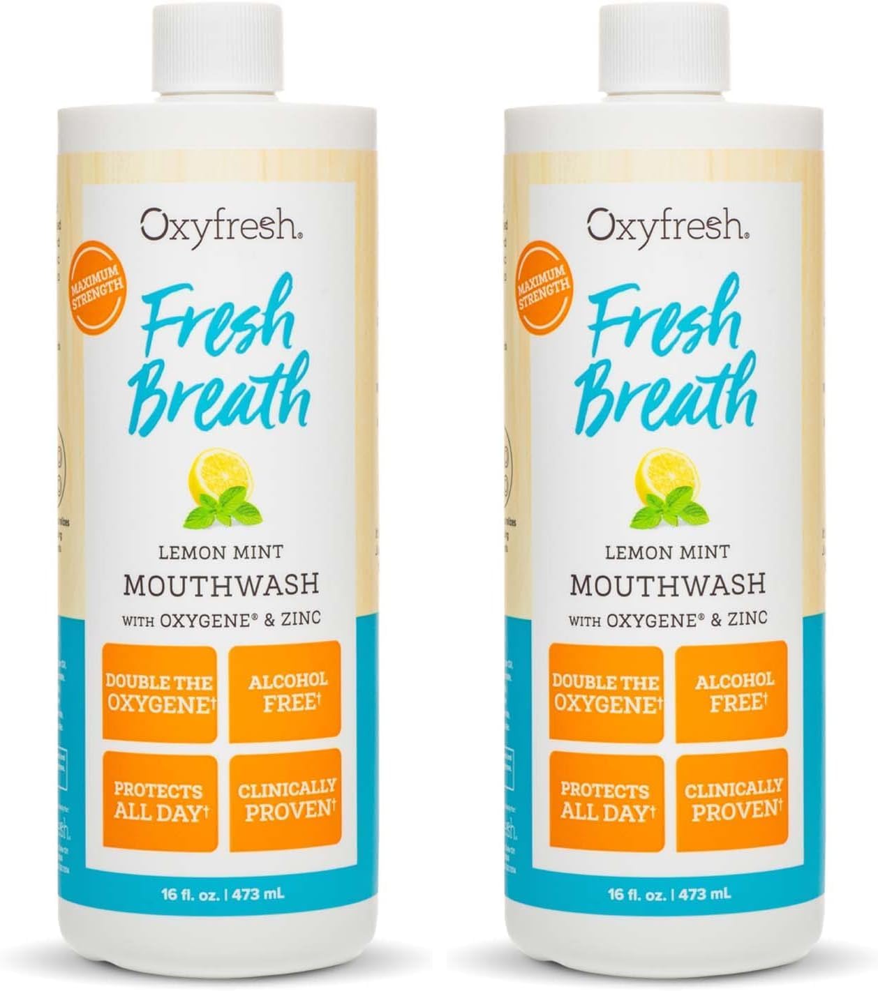 Oxyfresh Lemon Mint Fresh Breath Mouthwash – Bad Breath Treatment – SLS & Fluoride Free – Alcohol Free, Gentle Nonburning with Xylitol & Essential Oils – 16 Fl Oz | Refreshing Oral Rinse for Bad Breath – Alcohol Free, Gentle Non Burning Mouthwash with Xy…