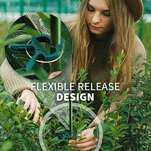 Plant Clips 40 Piece Green Gentle Gardening Plant & Flower Lever Loop Gripper Clips, Tool for Supporting or Straightening Plant Stems, Stalks, and Vines, Garden Clips, by RamPro