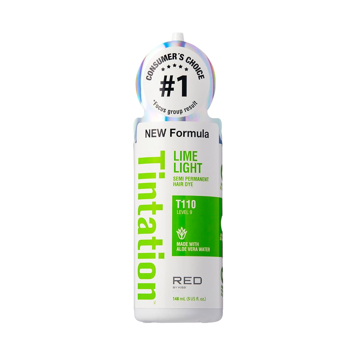 Red by Kiss Tintation Semi-Permanent Hair Color, Aloe Vera Water Based, Argan Oil, Olive Oil, Collagen & Keratin, Long-Lasting Color Dye (Honey Brown, 5 Fl Oz)