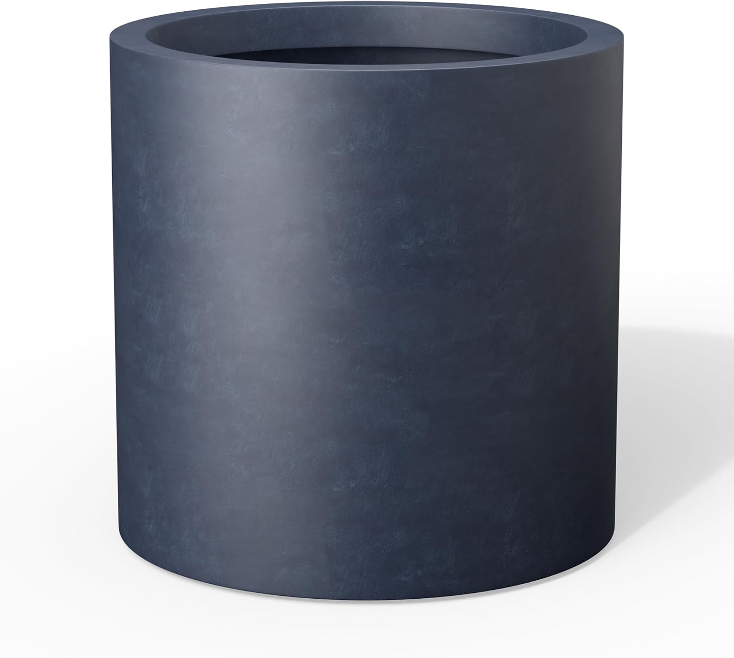 Kante Large Round Cylinder Charcoal Concrete Planter 15.8" Tall, Outdoor