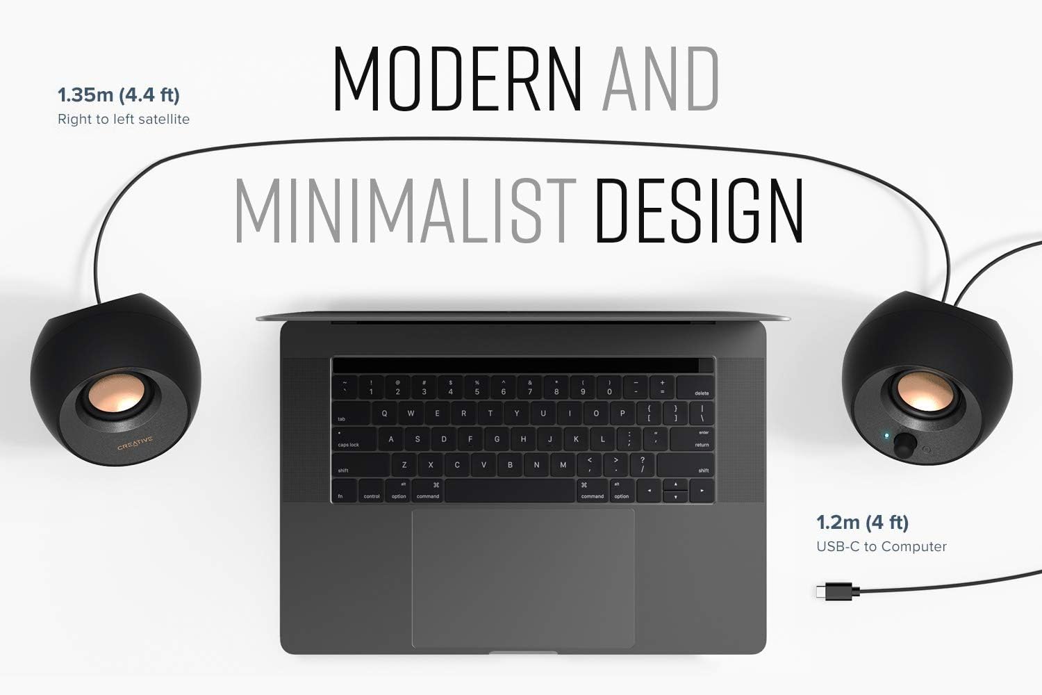 Creative Pebble V3, 2.0 USB-C Desktop Speakers, Bluetooth 5.0, Black